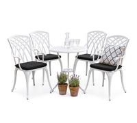 Centurion Supports Oshowa Luxurious Garden And Patio Table And 4 Large Chairs Cast Aluminium Bistro Set- White With Black Cushions