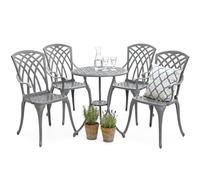 Centurion Supports Oshowa Luxurious Garden And Patio Table And 4 Large Chairs With Armrests Cast Aluminium Bistro Set - Grey