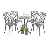 Centurion Supports OSHOWA Luxurious Garden and Patio Table and 4 Large Chairs with Armrests Cast Aluminium Bistro Set Grey