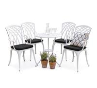 Centurion Supports OSHOWA Outdoor Garden Table & 4 Chairs Bistro Set - Black Cushions in White Centurion Supports White