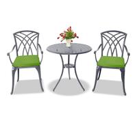 Centurion Supports OSHOWA Outdoor Table & 2 Chairs Garden Bistro Set - Green Cushions in Grey Centurion Supports Grey