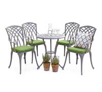 Centurion Supports OSHOWA Table & 4 Chairs Outdoor Garden Bistro Set - Green Cushions in Grey Centurion Supports Grey