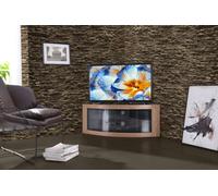 Centurion Supports PANGEA Black Oak Beam-Thru Curved Tru-Corner 32"-50" TV Cabinet