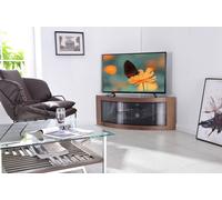 Centurion Supports PANGEA Black Walnut Beam-Thru Curved Tru-Corner 32"-50" TV Cabinet