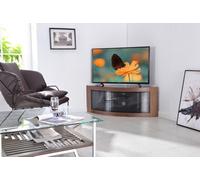 Centurion Supports Pangea Black Walnut Curved Tru-Corner Beam-Thru Doors Up To 50" Tv Cabinet