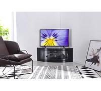 Centurion Supports Pangea Gloss Black Beam-Thru Curved Tru-Corner 32”-55” TV Cabinet