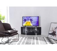 Centurion Supports Pangea Gloss Black Curved Tru-Corner Beam-Thru Doors Up To 50" Tv Cabinet
