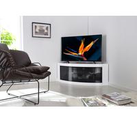 Centurion Supports PANGEA Gloss White Beam-Thru Curved Tru-Corner 32”-50” TV Cabinet