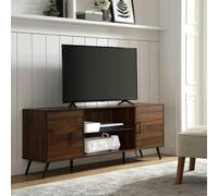 Centurion Supports PORTOBELLO Luxury Walnut Dual Compartment Storage 6-Shelf up to 65" Flat Screen TV Cabinet - Walnut