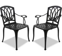 Centurion Supports Positano 2-Large Garden And Patio Bistro Chairs With Armrests In Cast Aluminium Black