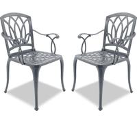 Centurion Supports Positano 2-Large Garden and Patio Chairs with Armrests in Cast Aluminium Grey - Grey