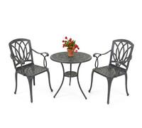 Centurion Supports Positano Garden And Patio Table And 2 Chairs Cast Aluminium Bistro Set - Grey