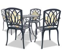 Centurion Supports Positano Luxurious Garden And Patio Table And 4 Large Chairs With Armrests Cast Aluminium Bistro Set - Grey