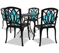 Centurion Supports Positano Luxurious Garden And Patio Table And 4 Large Chairs With Armrests Cast Aluminium Bistro Set - Black