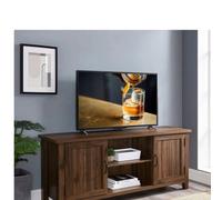 Centurion RANCH Walnut Dual Compartment Storage 6-Shelf up to 65" Flat Screen TV Cabinet, Brown