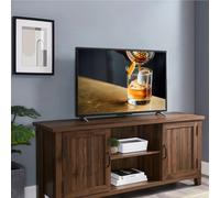 Centurion Supports RANCH Walnut Dual Compartment Storage 6-Shelf up to 65" Flat Screen TV Cabinet - Walnut - TV Cabinet