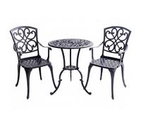 Centurion Supports VIVALDI 3-Piece Cast Aluminium Bistro Set Table & 2 Armchairs in Black Centurion Supports Black