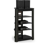 Centurion Supports Zinnia 5-Shelf Black Glass With Gloss Black Fascia Flat Screen Tv/hi-Fi/av Rack Glass Stand