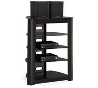 Centurion Supports ZINNIA 5-Shelf Flat Screen TV/Hi-Fi/AV Rack Glass Multimedia Stand in Black Centurion Supports Black
