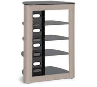 Centurion Supports Zinnia 5-Tier Gloss Black Shelves With Greige Facia Entertainment Media Audio Rack