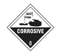 CenturionCorrosive Class 8 Hazardous Substance Label, Pack of 10, Self-Adhesive Vinyl Sticker, 250mm x 250mm