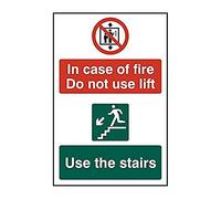 CenturionIn Case of Fire Do Not Use Lift Use The Stairs Sign - Health & Safety - Self-Adhesive PVC - 200mm x 300mm