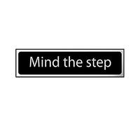 CenturionMind The Step Sign - Self-Adhesive PVC - Black and Chrome Effect - 200mm x 50mm