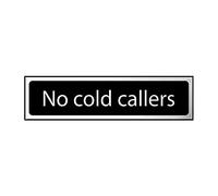 CenturionNo Cold Callers Sign - Self-Adhesive PVC - Black and Chrome Effect - 200mm x 50mm