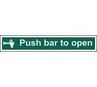 CenturionPush Bar To Open Fire Door Sign, Self-Adhesive PVC, 600mm x 100mm