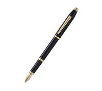 Cross Century II Black Lacquer Fountain Pen with 23KT Gold-Plated Appointments and 23KT Gold-Plated Medium Nib