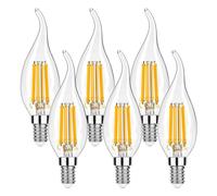 Century Light E14 LED Light Bulbs Dimmable,Screw SES 6W 806 Lumen Edison Classic Chandelier Bulb Equivalent 60watt, Warm White 2700K, Glass, 6pcs.