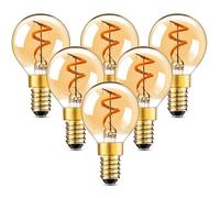 Century Light E14 LED Vintage Filament Bulb, G40 1.5W Replace 15W Incandescent Bulbs, Edison Ultra Warm White 2200K E14 Screw Base, Gilded/Amber Glass for Outdoor Light Bulbs Pack of 6