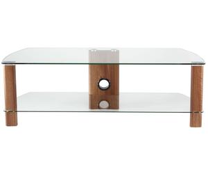 Century TV Stand - Walnut & Black Glass - 120cm - ADCE1200-WAL