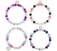 CenviaLuxy 4pcs Initial Bracelet, K-Pop Polymer Clay Bracelet, With Cartoon Style, For Valentines Friendship Music Lover Fans 16th Birthday Gifts Girl
