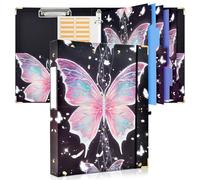 Cenvialuxy Folders Ring Binder A4 with Clipboard, Binder Folder 3 Rings, A4 Ringbinder Folder with Tabs and Dividers Paper Sheet, Binders for Paperwork A4 School, Office, Hospital (Butterfly)