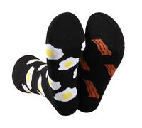 CENWA 1 Pair Bacon Egg Socks Bacon And Eggs Breakfast Socks Foodie Gift for Breakfast Lovers (UK, Alpha, One Size, Regular, Regular, Bacon Socks UK)