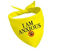 CENWA 1 Piece I Am Nervous/Anxious Dog Bandana Yellow Polyester One Size Reactive Dog Bandana (I Am Anxious D EU2)