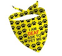 CENWA 1 Piece I'm Deaf Ask to Pet Me Dog Bandana Handkerchief Scarf Tie On Special Needs Dog (I am deaf UK)