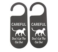 CENWA 2 Pcs Careful Don't Let The Cat Out Funny Sign Funny Cat Home Decoration (CAREFUL)