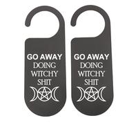 CENWA 2 Pcs Go Away Doing Witchy Shit Halloween Door Hanger Sign Do Not Disturb Door Sign (Witchy)