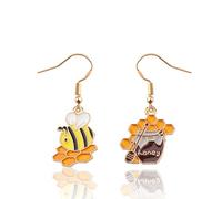 CENWA Bee Keeper Gift Bee and Honey Pot Dangle Earrings Animal Jewelry Gift for Bumblebee Lover, 2.0*2.0, Metal