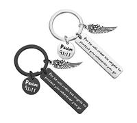 CENWA Bible Verse Keychain Set for He Will Order His Angels Keychain Religious Jewelry Psalm 91:11 Gift, Grey and Black, 1.2*5