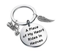 CENWA Biker Memorial Jewelry A Piece of My Heart Rides in Heaven Keychain Motorcycle Memorial Gift (Rides in Heaven Keychain)