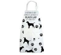CENWA Black Labrador Apron With Pockets Black Labrador Gifts Adjustable Cooking Apron For Animal Dog Lovers
