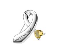 CENWA Bring Them Home Awareness Yellow Ribbon Brooch Pin Hostage Awareness Support Israel, copper and zircon, no gemstone