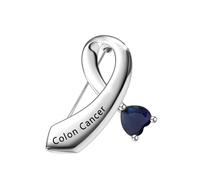 CENWA Colon Cancer Awareness Blue Ribbon Brooch Pin Colon Cancer Warrior gift Blue Ribbon Jewelry, copper and zircon, no gemstone