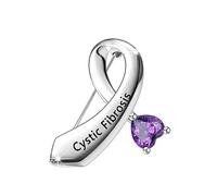CENWA Cystic Fibrosis Awareness Purple Ribbon Brooch Pin, Copper, Unisex