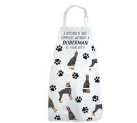 CENWA Doberman Mom Apron With Pockets Doberman Lover Gifts Dog Owner Gifts Adjustable Cooking Apron For Doberman Lovers (Doberman Apron EU)