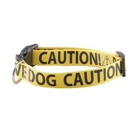 CENWA Dog Collar - Caution Reactive Dog - Yellow - Polyester - 30-47 cm (Neck), 2.5 cm (Width) - Unisex - Medium Breed