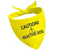 CENWA Dog Reactive Bandana, Yellow, Large, Polyester, Letter Print, Drawstring, Cautionary, 1 Piece